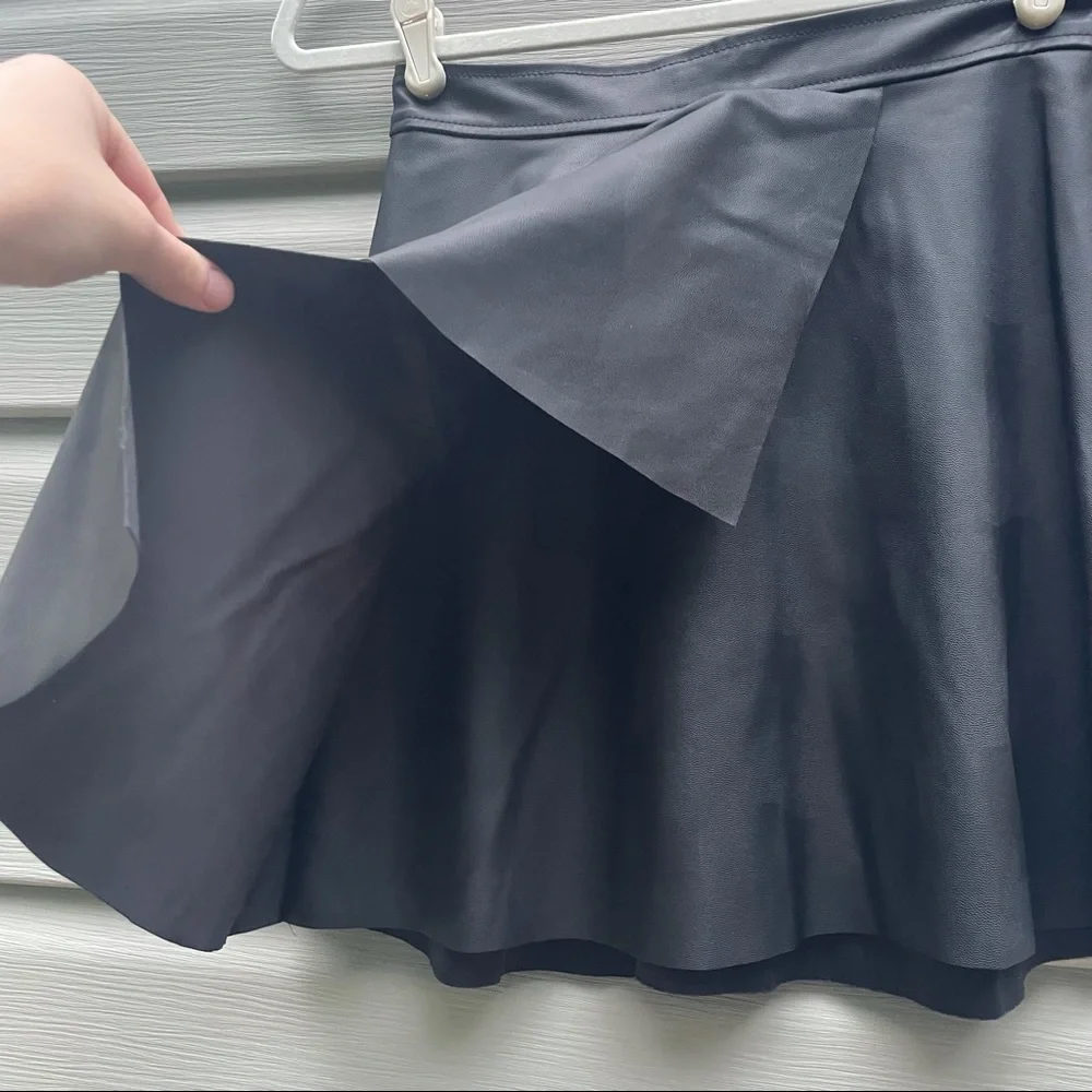 BCBG Faux Leather Paneled Skater Skirt